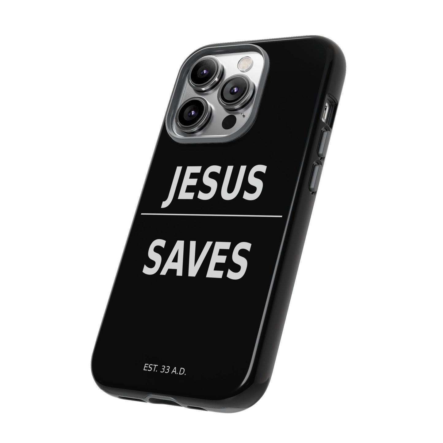 Jesus Saves Phone Case Christian Religious Minimalist Black Tough Cover