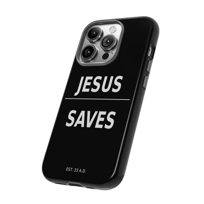 Jesus Saves Phone Case Christian Religious Minimalist Black Tough Cover