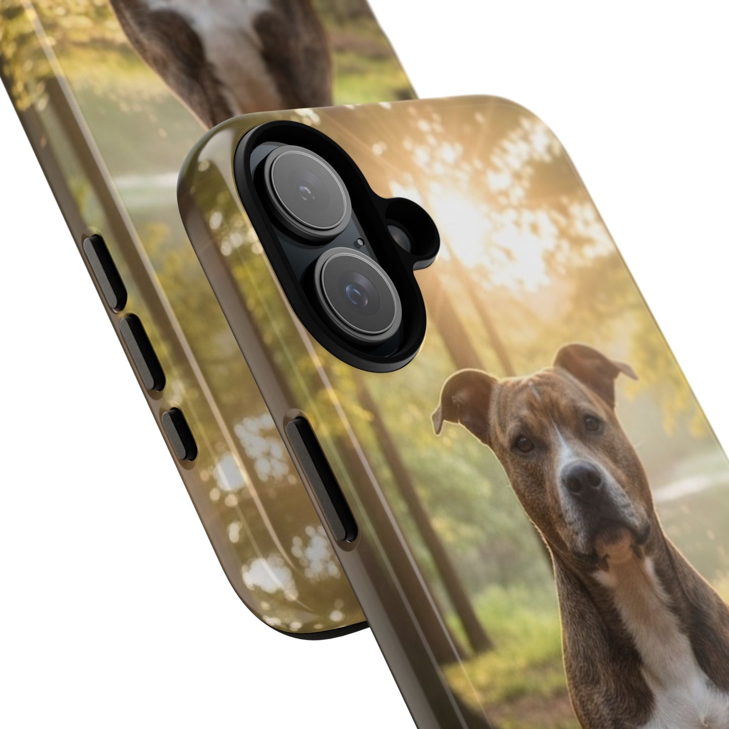 Pitbull Portrait Phone Case | Dog Lover Tough Case, Sunset Forest