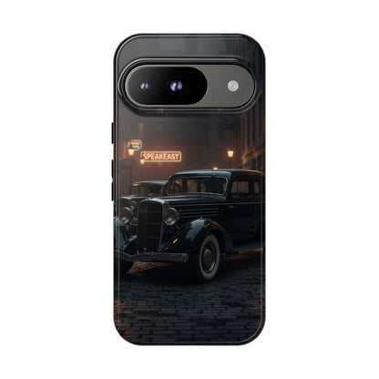 Vintage Classic Car Phone Case | Retro Noir Aesthetic | 1930s Street Scene Tough Case for iPhone & Samsung