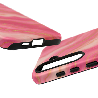Pink Marble Phone Case | Rose Gold Swirl Aesthetic Tough Protective Case