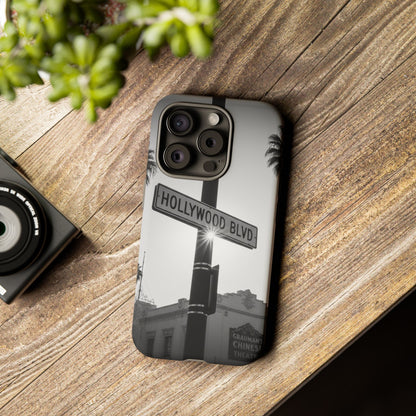 Hollywood Blvd Phone Case | Vintage Los Angeles Street Sign | Black & White LA Aesthetic