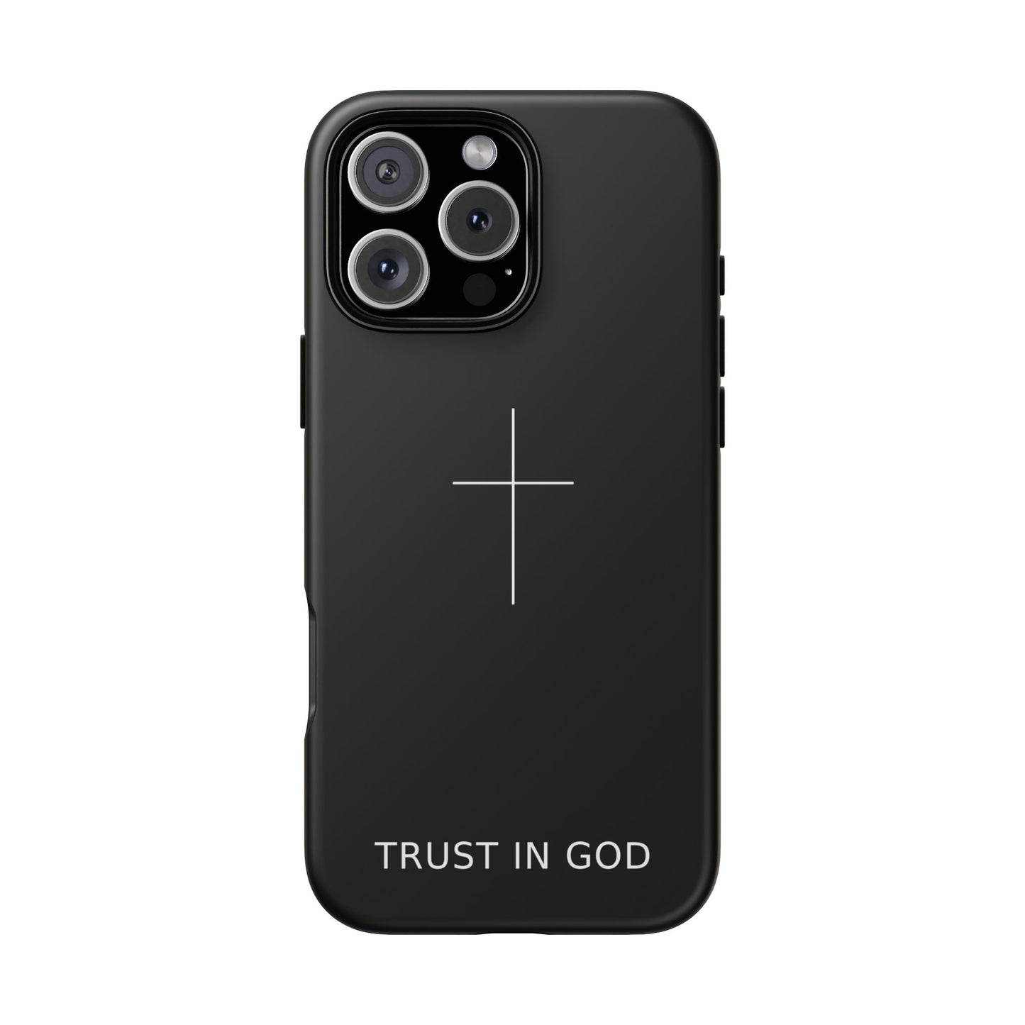 Trust in God Phone Case Minimal Cross Christian Black Tough Cover