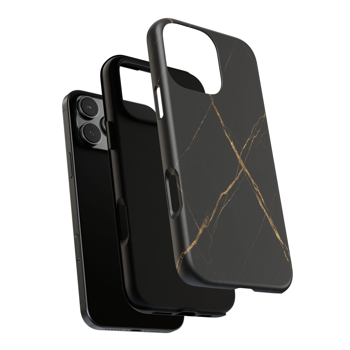 Black Marble Phone Case with Gold Veins | Minimal Luxury Tough Case