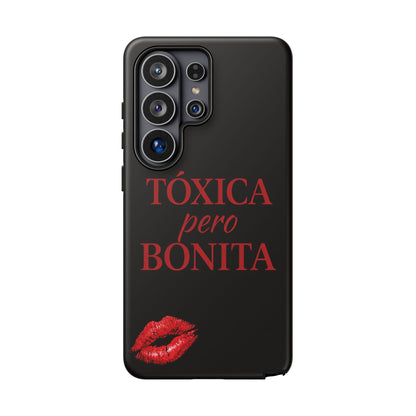 Toxica Pero Bonita Phone Case, Latina Quote Case, Red Lips Aesthetic, Spanish Saying Case, Trendy Tough Cover