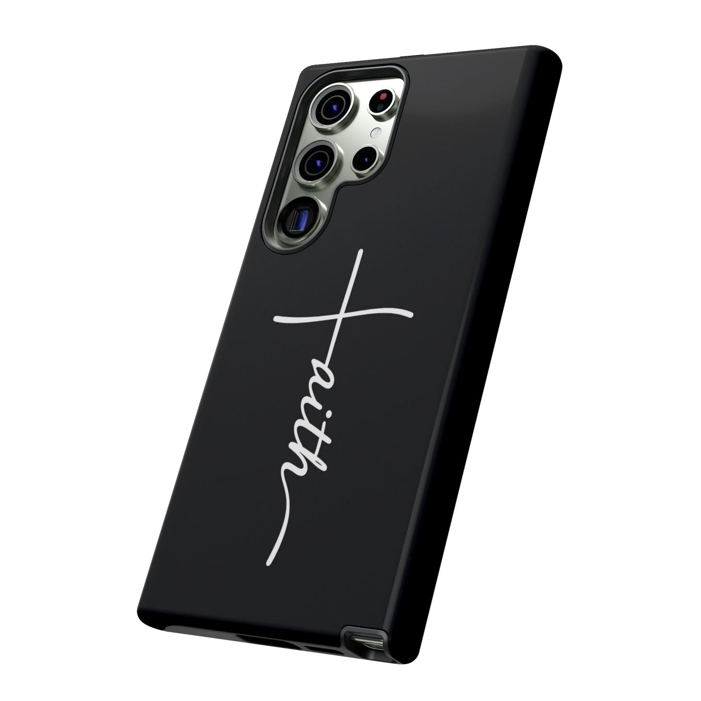Faith Cross Phone Case, Christian Aesthetic Minimalist Black Matte Case, Religious Gift iPhone Samsung Cover