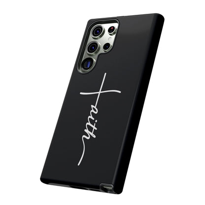 Faith Cross Phone Case, Christian Aesthetic Minimalist Black Matte Case, Religious Gift iPhone Samsung Cover