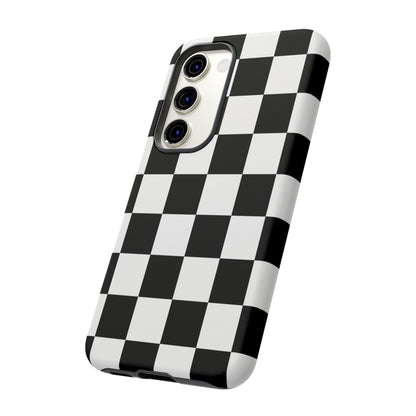 Black & White Checkerboard Phone Case – Classic Aesthetic Tough Protective Case for Iphone, Samsung Galaxy and Pixel