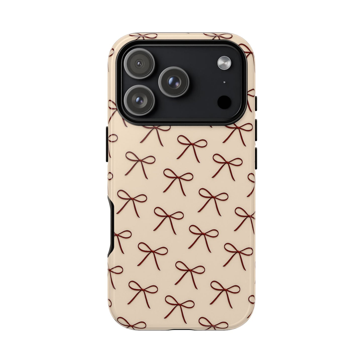 Coquette Bow Phone Case | Neutral Beige Aesthetic iPhone & Samsung Tough Case