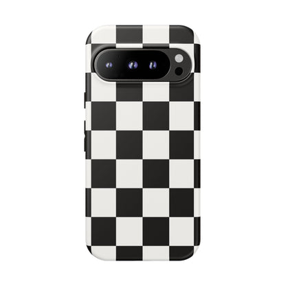 Black & White Checkerboard Phone Case – Classic Aesthetic Tough Protective Case for Iphone, Samsung Galaxy and Pixel