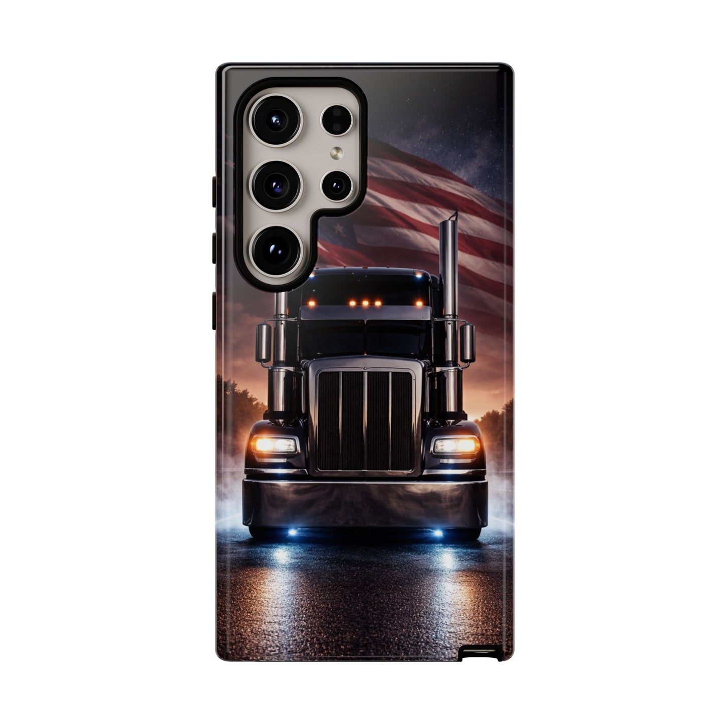 Semi Truck Phone Case American Flag Big Rig Trucker Gift iPhone Samsung