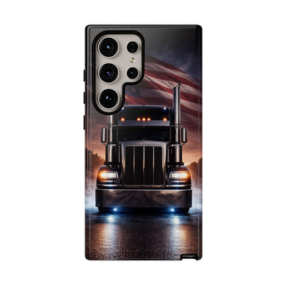 Semi Truck Phone Case American Flag Big Rig Trucker Gift iPhone Samsung
