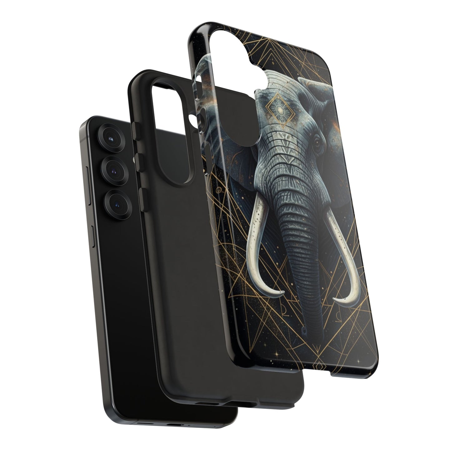 Elephant Mandala Phone Case – Black and Gold Spiritual Elephant Tough Protective Case
