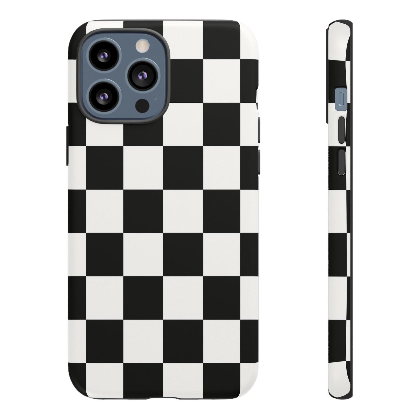 Black & White Checkerboard Phone Case – Classic Aesthetic Tough Protective Case