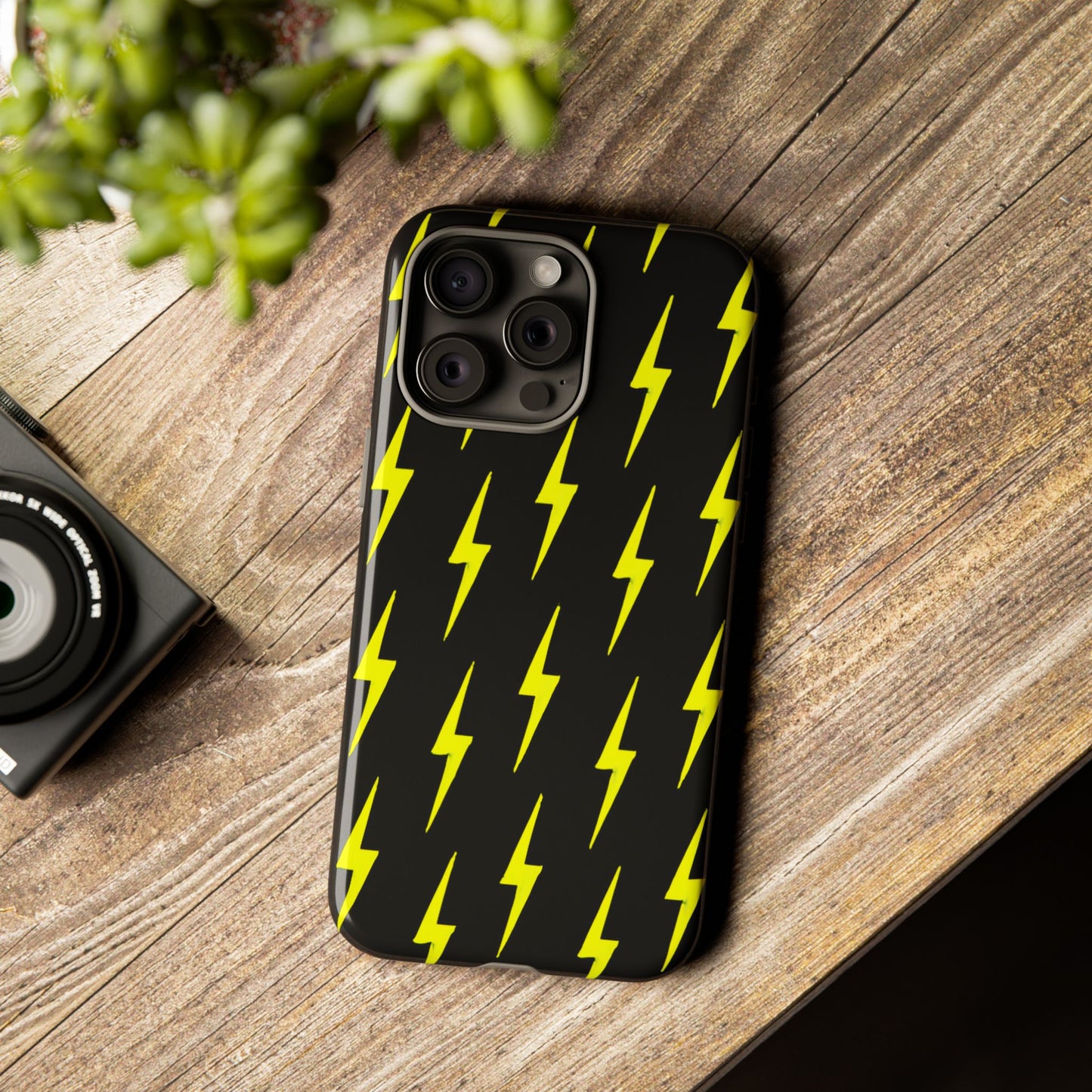 Yellow Lightning Bolt Tough Phone Case | Bold Electric Pattern Case for Iphone, Samsung Galaxy and Pixel