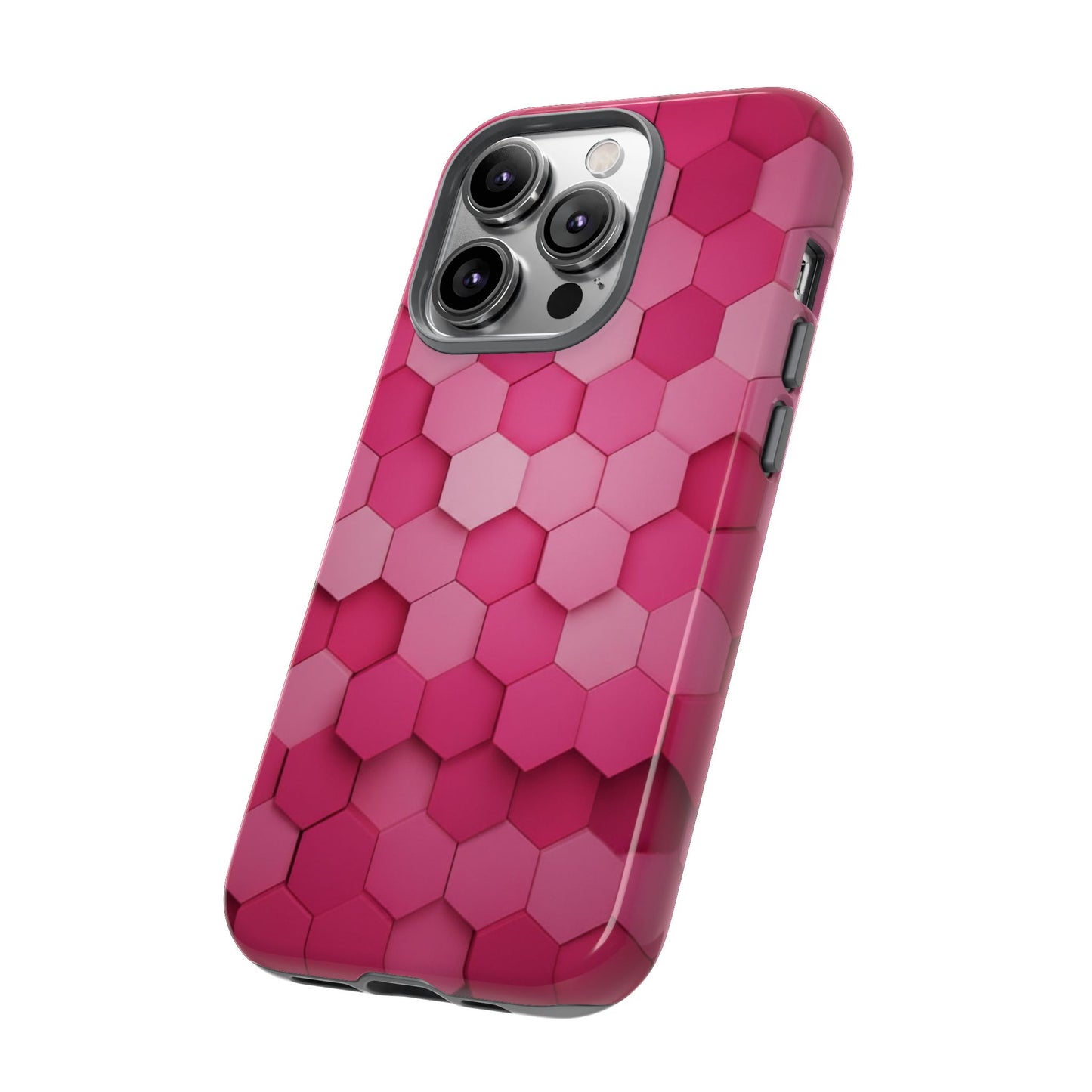 Hot Pink Hexagon Phone Case | Honeycomb Geometric Aesthetic | Cute Pink iPhone & Samsung Tough Protective Case