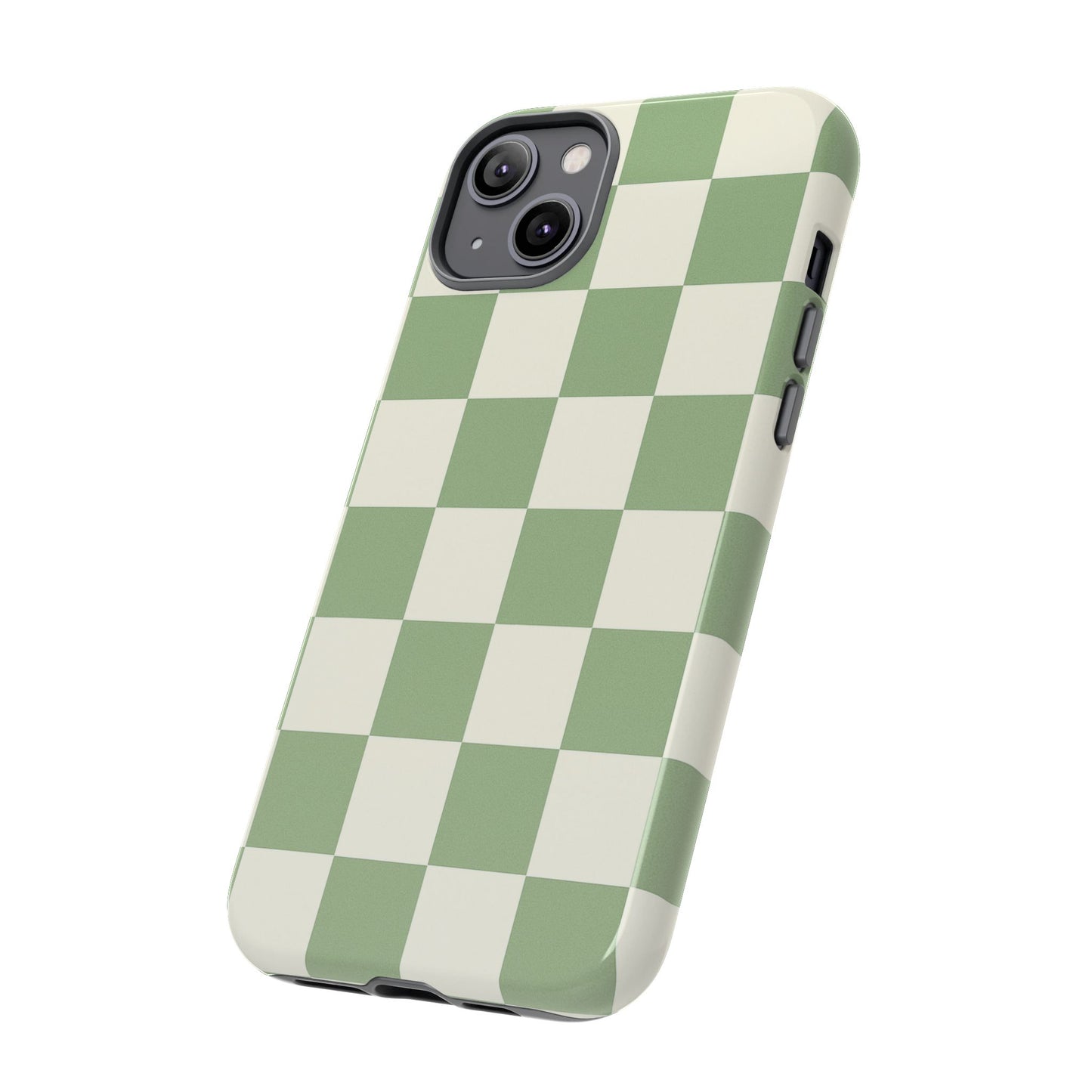 Sage Green Checkerboard Phone Case | Minimal Aesthetic Checkered iPhone & Samsung Tough Case