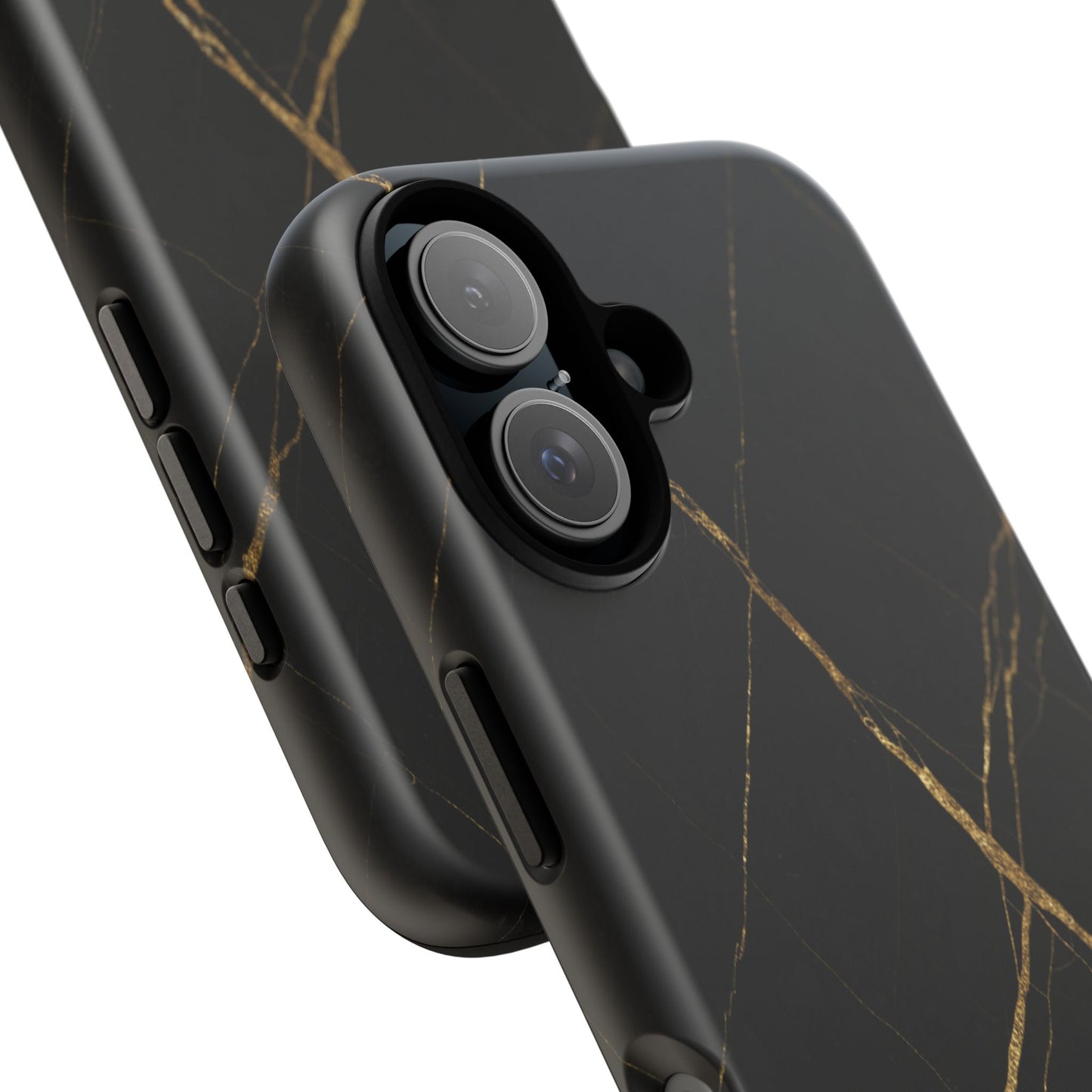 Black Marble Phone Case with Gold Veins – Luxury Minimal Aesthetic Tough Case