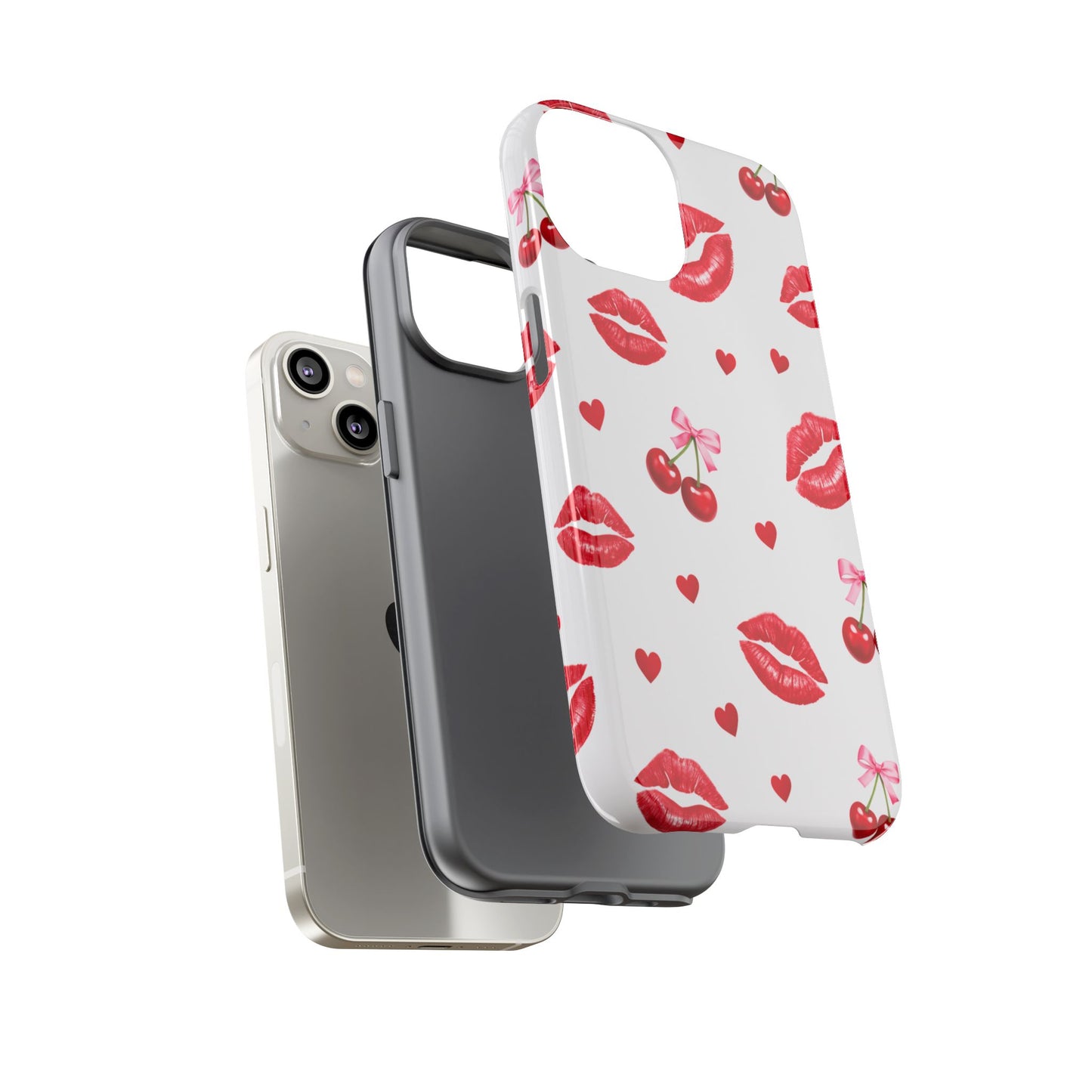 Red Lips & Cherry Phone Case – Y2K Retro Aesthetic Tough Cover