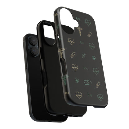 RN Nurse Phone Case – Minimal Medical Icon Pattern Healthcare Worker Tough Case