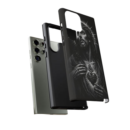 Jesus Sacred Heart Phone Case Black White Christian Faith Aesthetic