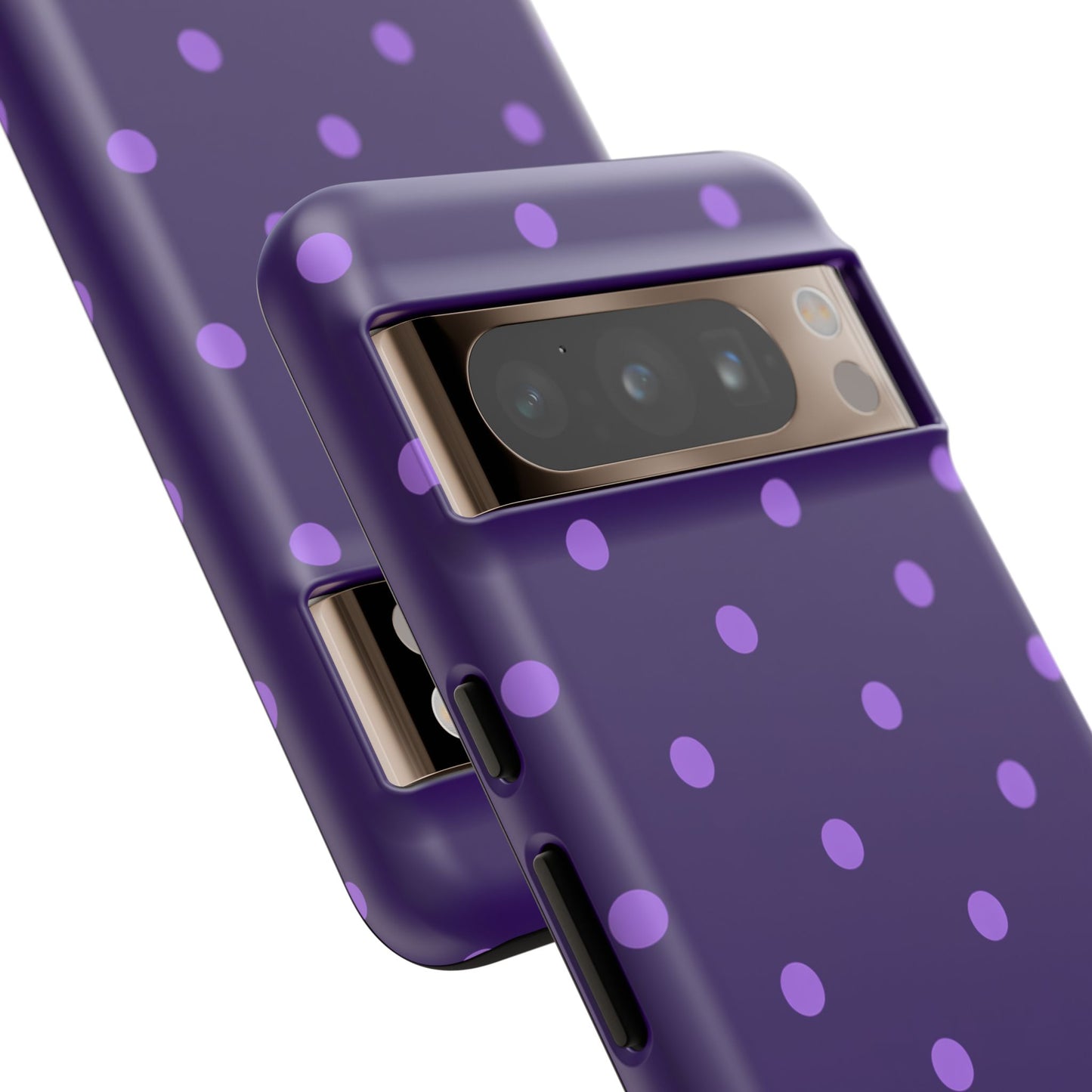 Purple Polka Dot Tough Phone Case – Cute Stylish Durable Protective Cover for Iphone, Samsung Galaxy and Pixel