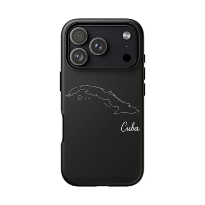 Cuba Outline Phone Case – Minimal Country Map Tough Case (iPhone, Samsung, Pixel)