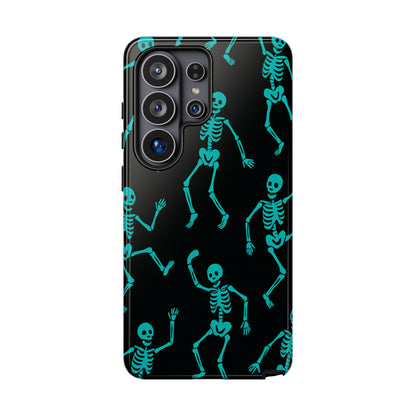 Dancing Teal Skeletons Phone Case | Tough Protective Case for Iphone, Samsung Galaxy and Pixel