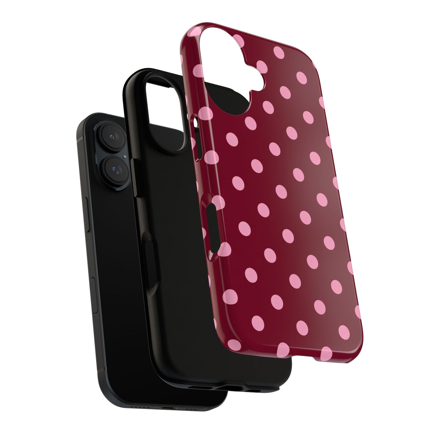 Pink Polka Dot Phone Case – Cute Aesthetic Tough Protective Phone Cover for Iphone, Samsung Galaxy and Pixel