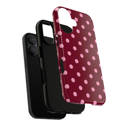 Pink Polka Dot Phone Case – Cute Aesthetic Tough Protective Phone Cover for Iphone, Samsung Galaxy and Pixel