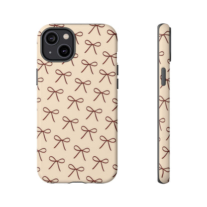 Coquette Bow Phone Case | Neutral Beige Aesthetic iPhone & Samsung Tough Case