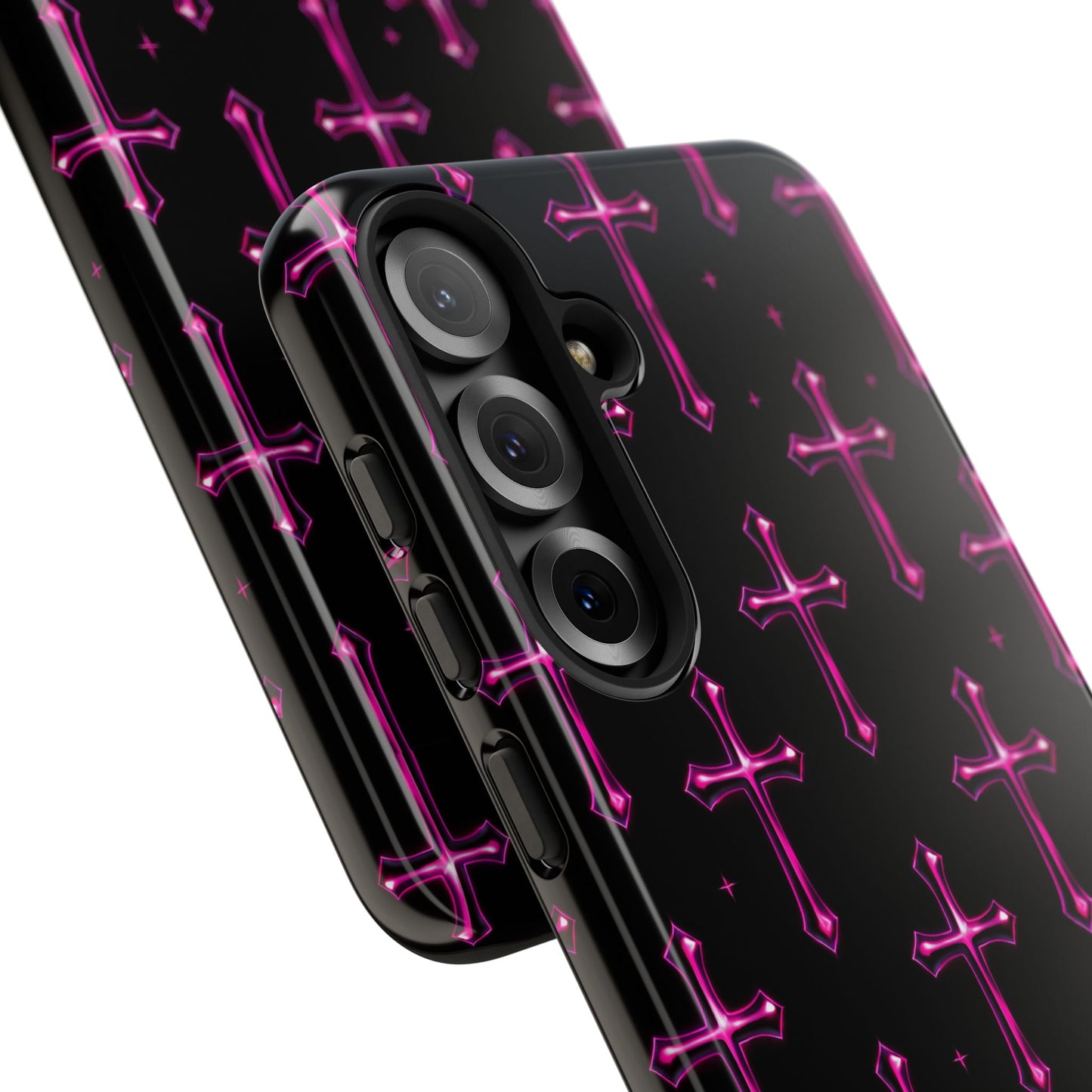 Neon Pink Cross Pattern Phone Case | Tough Protective Case for Iphone, Samsung Galaxy and Pixel