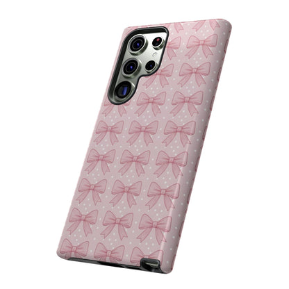 Pink Bow Pattern Phone Case – Soft Coquette Aesthetic Tough Case