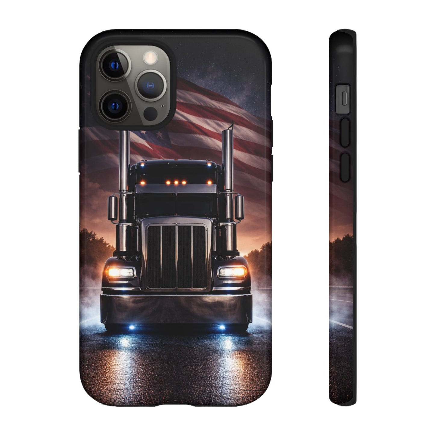 Semi Truck Phone Case American Flag Big Rig Trucker Gift iPhone Samsung