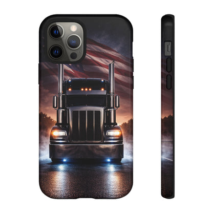 Semi Truck Phone Case American Flag Big Rig Trucker Gift iPhone Samsung