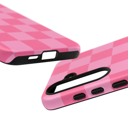 Pink Checkerboard Phone Case | Cute Aesthetic Checkered iPhone & Samsung Tough Case
