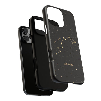 Aquarius Zodiac Constellation Phone Case – Luxe Gold Celestial Cover