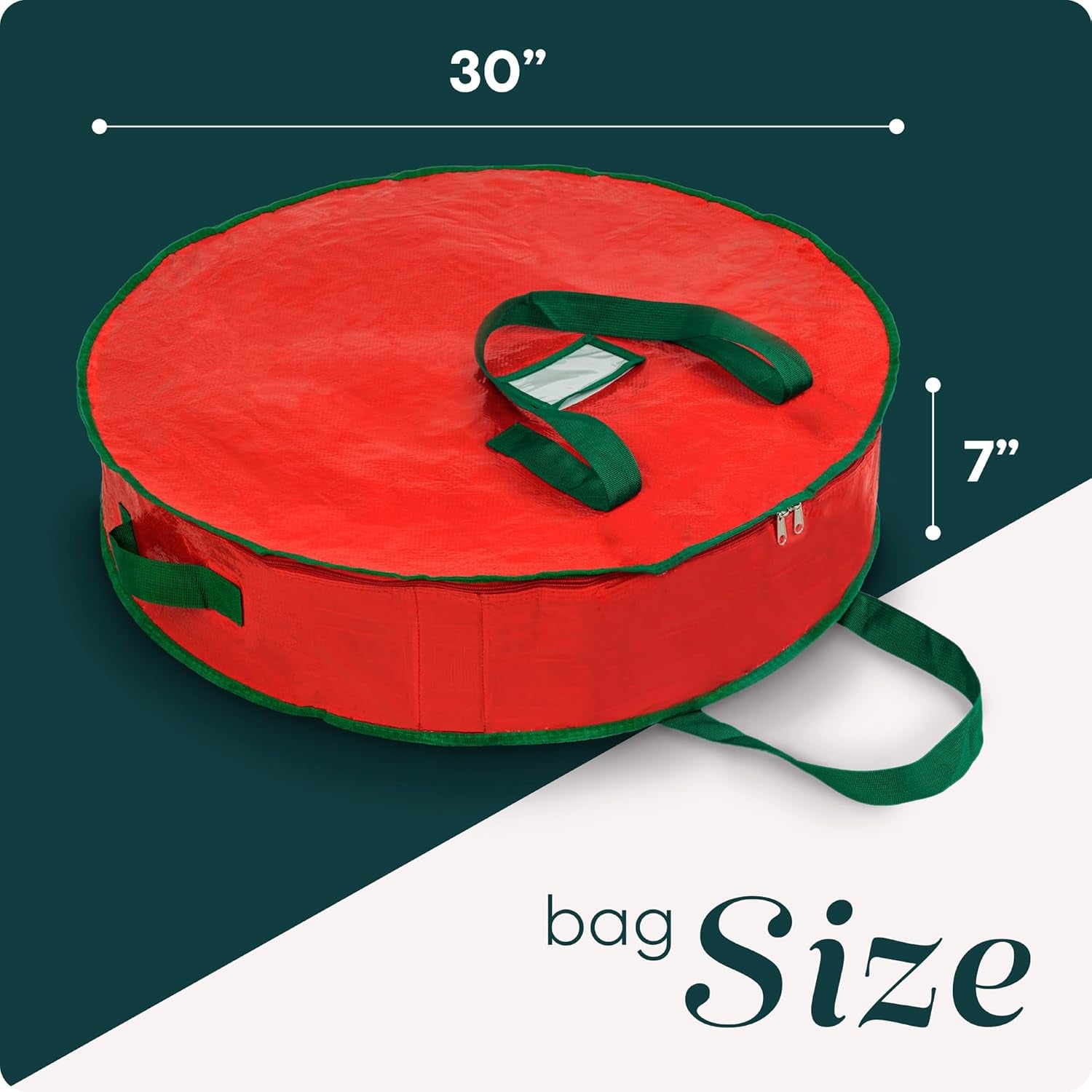 Christmas Wreath Storage Bag - 2-PACK - Durable, Tarp Material, Zipper, Sturdy Carry Handle, Dust, Pest Protection - Ideal Home, Garage Organization for Holiday Wreath Decoration. (30")