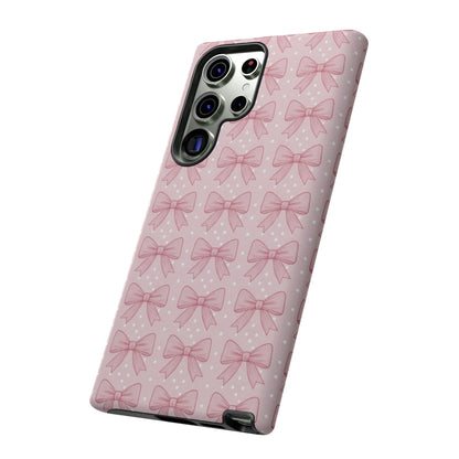 Pink Bow Pattern Phone Case – Soft Coquette Aesthetic Tough Case