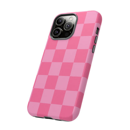 Pink Checkerboard Phone Case – Cute Aesthetic Tough Case for iPhone & Samsung