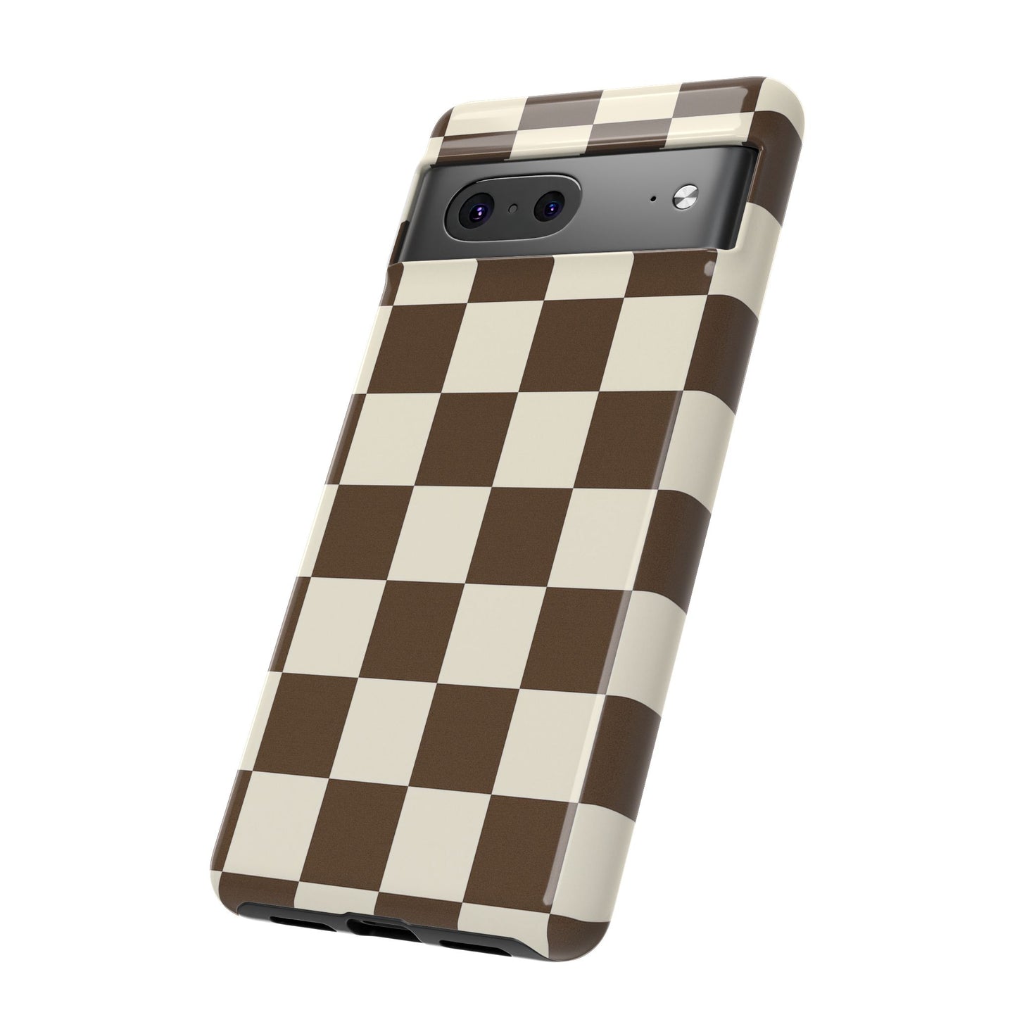 Mocha Checkerboard Phone Case | Neutral Aesthetic Tough Case