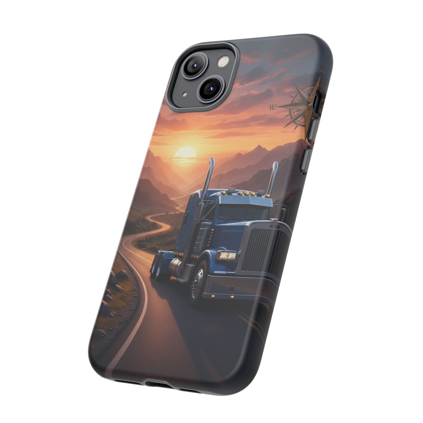 Semi Truck Sunset Phone Case | Trucker Gift | Diesel Truck Highway Road iPhone & Samsung Tough Protective Case