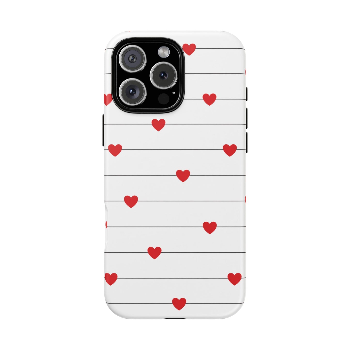 Red Heart Stripe iPhone Case | Tough Shockproof Love Aesthetic Cover