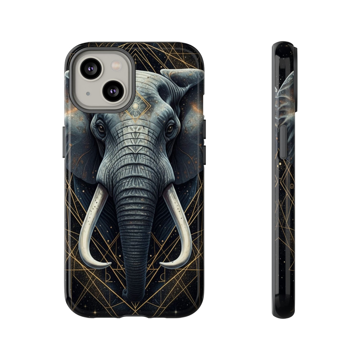 Elephant Mandala Phone Case – Black and Gold Spiritual Elephant Tough Protective Case