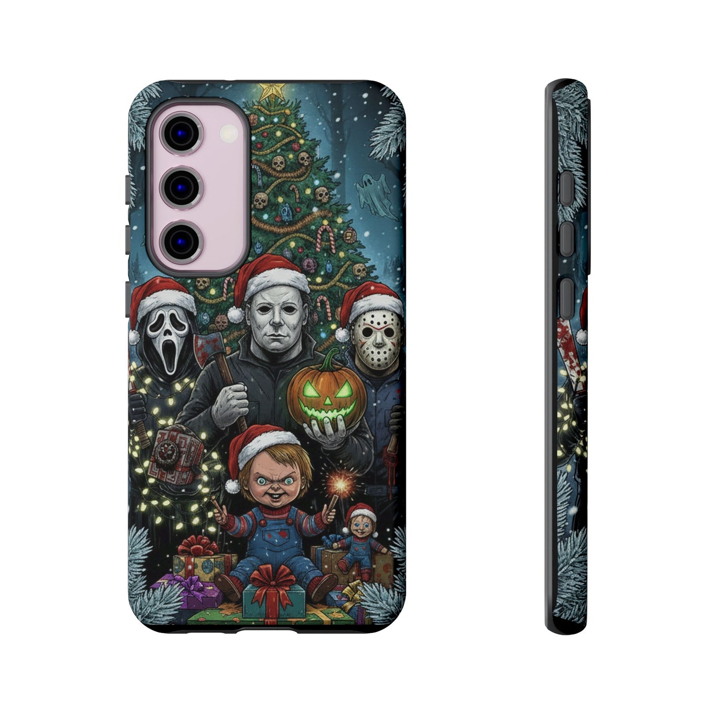 Christmas Horror Phone Case – Festive Slasher Collage Tough Case (iPhone, Samsung, Pixel)