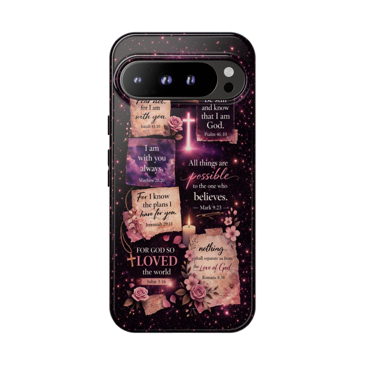 Christian Bible Verse Phone Case Pink Floral Faith Tough Protective Cover Gift