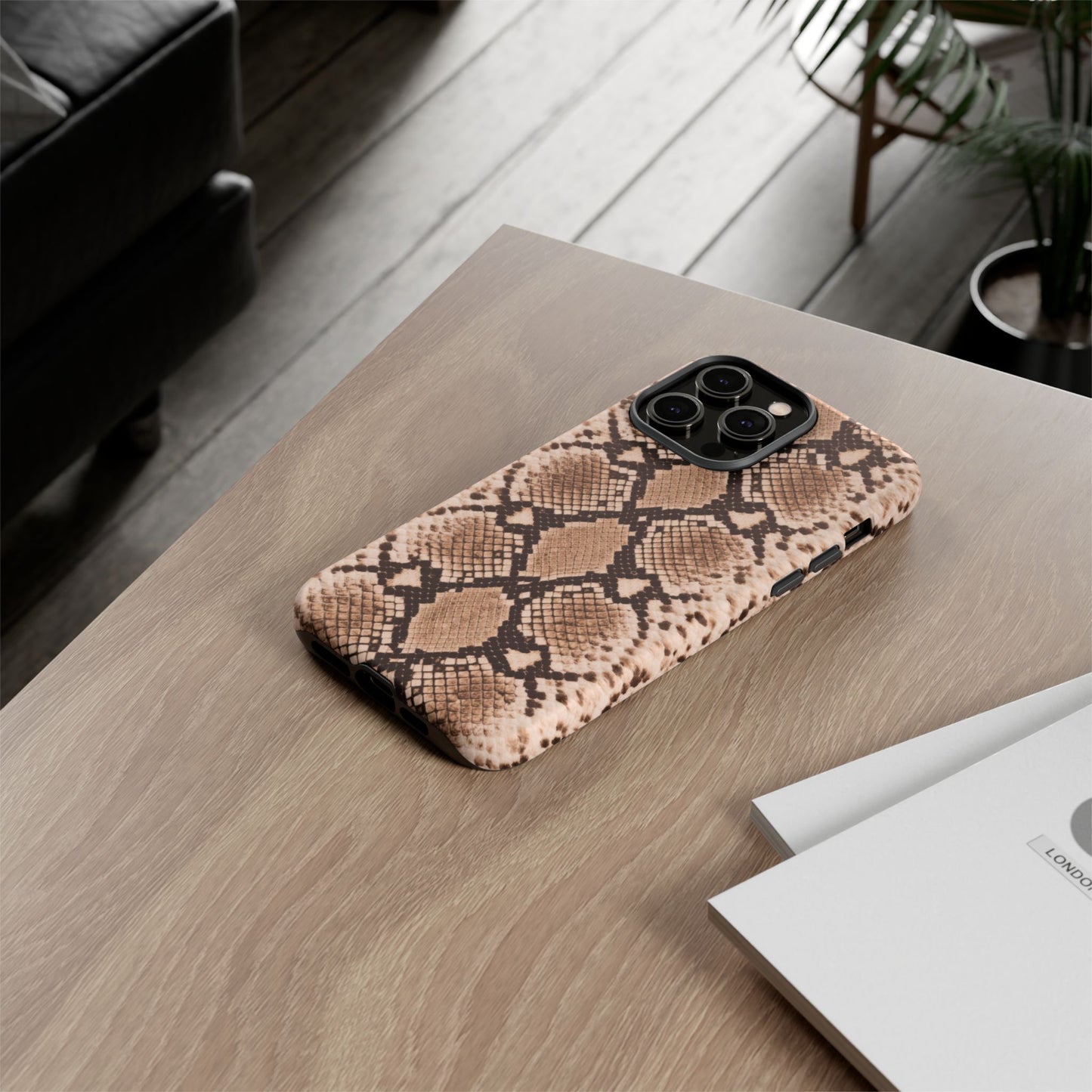Snake Print Phone Case – Brown Python Pattern Slim Protective Cover for Iphone, Samsung Galaxy and Pixel