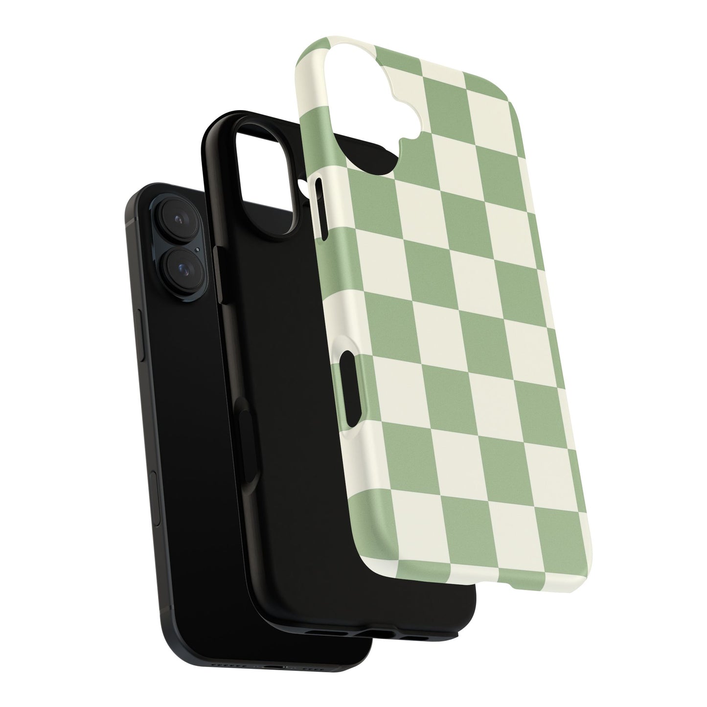Sage Green Checkerboard Phone Case | Minimal Aesthetic Tough Case