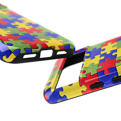 Colorful Puzzle Phone Case, Autism Awareness Jigsaw Design, Tough Protective Case, iPhone & Samsung Case, Vibrant Puzzle Pattern