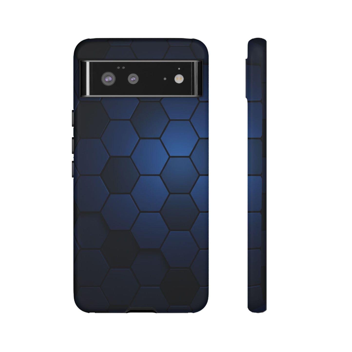 Blue Hexagon Gradient Phone Case | Honeycomb Geometric Tech Aesthetic | Minimalist Tough Case for iPhone & Samsung